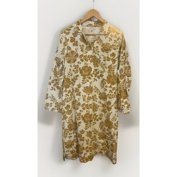 Garnet Hill Organic Cotton Cozy Floral Button-Front Flannel Nightgown - Size M - Picture 1 of 9